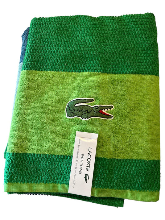 TOALLA DE BAÑO LACOSTE COLOR VERDE FUERTE Y VERDE CLARO