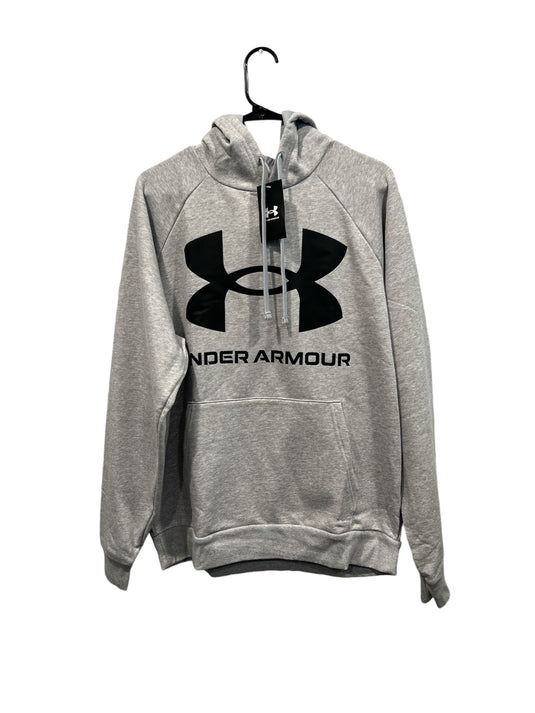 SUDADERA UNDER ARMOUR COLOR GRIS CON LOGO NEGRO